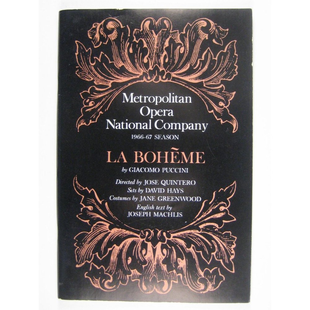 Metropolitan Opera La Boheme Libretto Program 1966 Season Quintero Kennedy